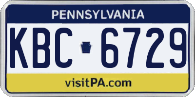 PA license plate KBC6729