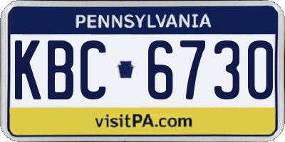 PA license plate KBC6730