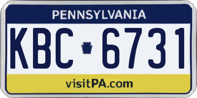 PA license plate KBC6731