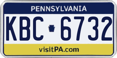 PA license plate KBC6732