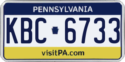 PA license plate KBC6733