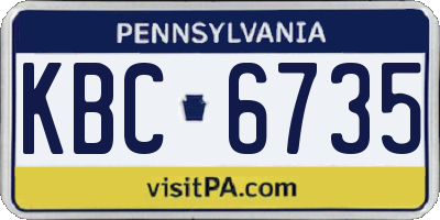 PA license plate KBC6735