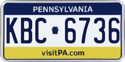 PA license plate KBC6736