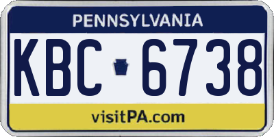 PA license plate KBC6738