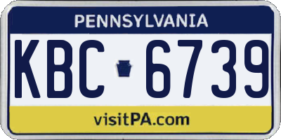 PA license plate KBC6739