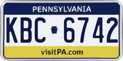PA license plate KBC6742