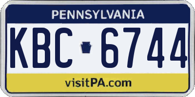 PA license plate KBC6744