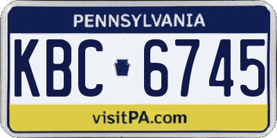 PA license plate KBC6745