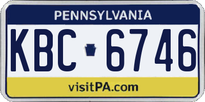 PA license plate KBC6746