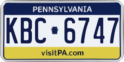 PA license plate KBC6747