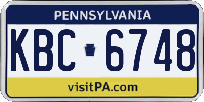 PA license plate KBC6748