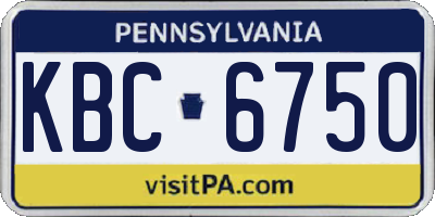 PA license plate KBC6750