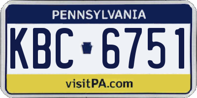PA license plate KBC6751