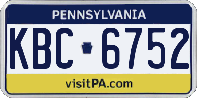 PA license plate KBC6752