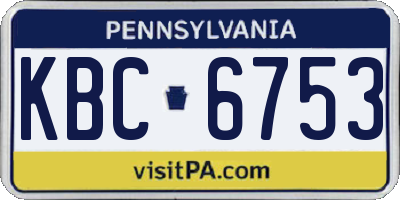PA license plate KBC6753