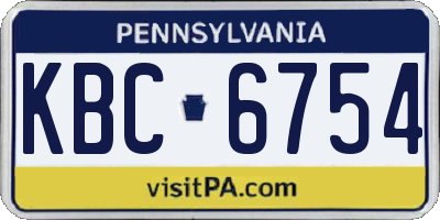 PA license plate KBC6754