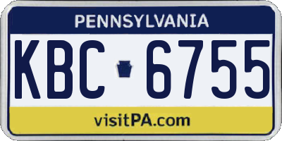 PA license plate KBC6755