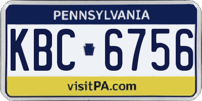 PA license plate KBC6756