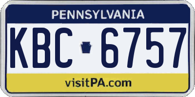 PA license plate KBC6757