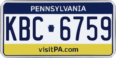 PA license plate KBC6759