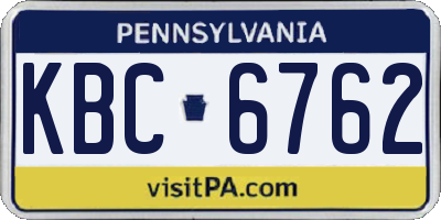 PA license plate KBC6762
