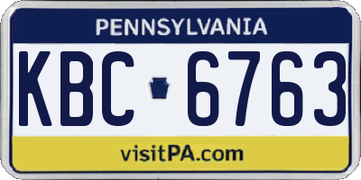 PA license plate KBC6763