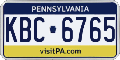 PA license plate KBC6765