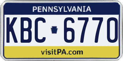 PA license plate KBC6770