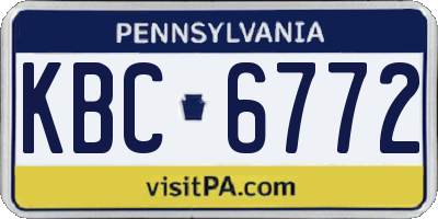 PA license plate KBC6772