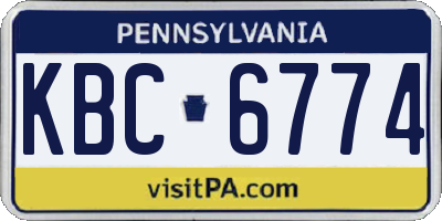 PA license plate KBC6774