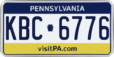 PA license plate KBC6776
