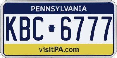 PA license plate KBC6777