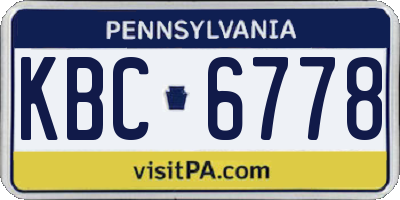 PA license plate KBC6778