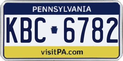 PA license plate KBC6782