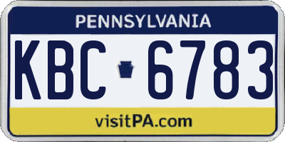 PA license plate KBC6783