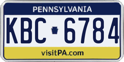 PA license plate KBC6784