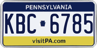 PA license plate KBC6785