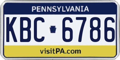 PA license plate KBC6786