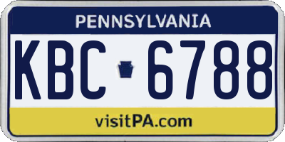 PA license plate KBC6788
