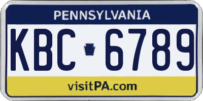 PA license plate KBC6789