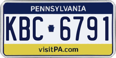PA license plate KBC6791