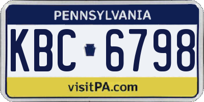 PA license plate KBC6798