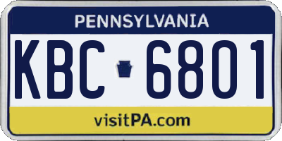 PA license plate KBC6801