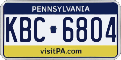 PA license plate KBC6804