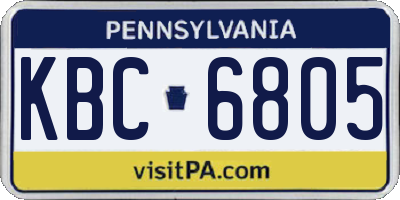 PA license plate KBC6805