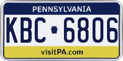 PA license plate KBC6806