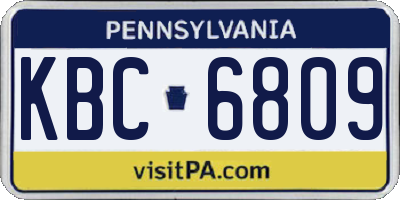 PA license plate KBC6809