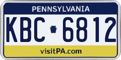 PA license plate KBC6812