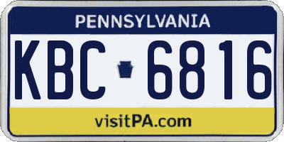 PA license plate KBC6816
