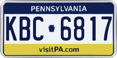 PA license plate KBC6817